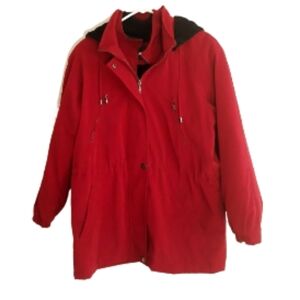 Nautica Women's Red Hooded Winter Jacket - Size Medium Fleece Lined Jacket